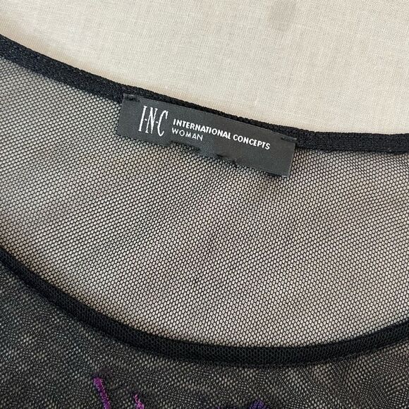 🔥🔥5 for $25🔥🔥Inc International Concepts Black Mesh Long Bell Sleeve Blouse Sz 2X - Picture 8 of 9